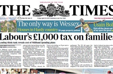 Times ordered to republish correction - with front page promotion - on inaccurate Labour tax plans splash 